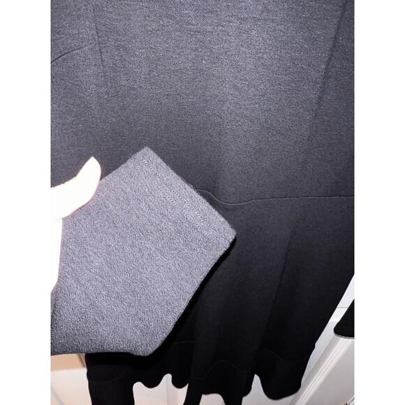 LOFT Black Dress Womens Sz 8 White Ruffle Collar Flowy Dark Romantic goth whimsy - Picture 4 of 10